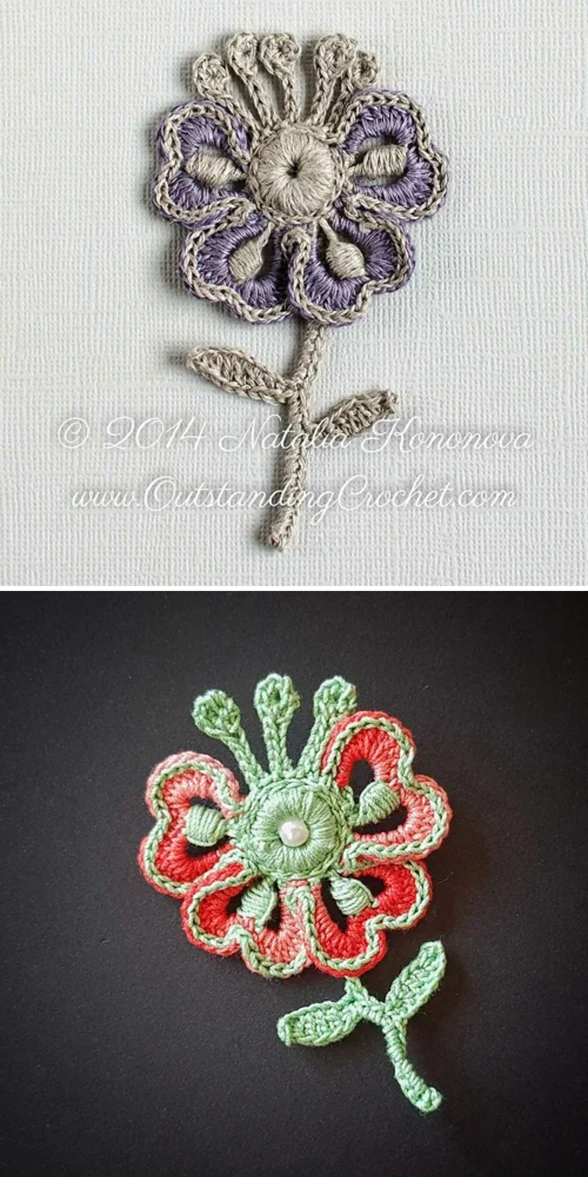 Flower with Stamens Motif Applique